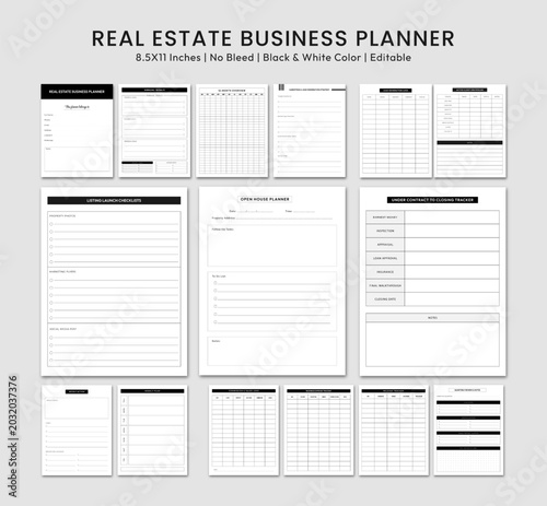 Real estate business planner and agent organizer notebook pages bundle