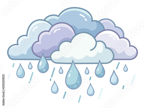 Icon of heavy raindrops and rain clouds　大粒の雨と雨雲のアイコン