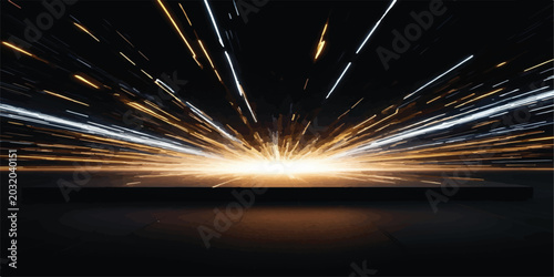 Photos Bright light explosion with golden and white streaks against dark background exp