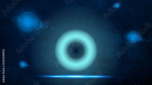 Konstfotografi Abstract digital illustration of a vibrant blue glowing ring, symbolizing a futu