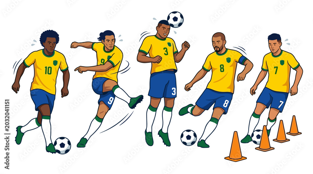 Fototapeta premium Soccer players in motion training exercise.