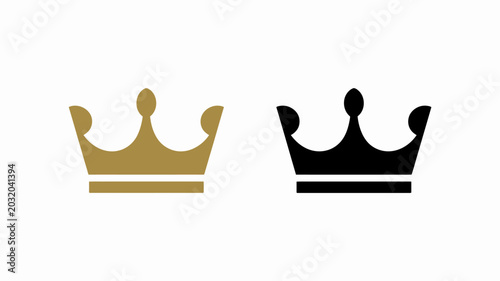 Фотография Two Crown Silhouettes Against A White Background Golden And Black Versions crown