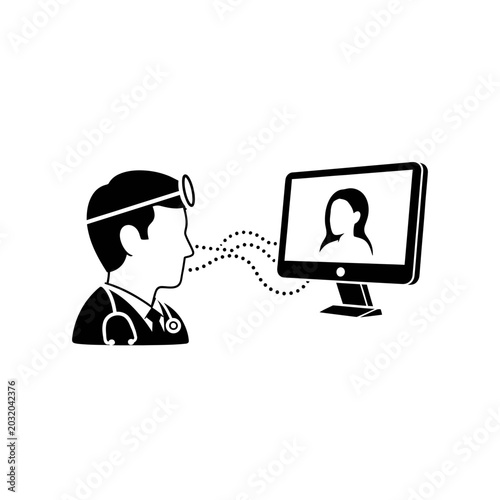 Telemedicine consultation: Doctor and patient communication.
