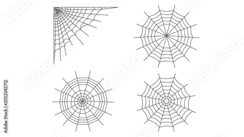 Foto Spiderwebs Collection Black And White Vector Illustration On White Background sp