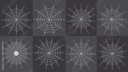 Foto Spiderweb patterns on a dark gray background a collection of vector illustration