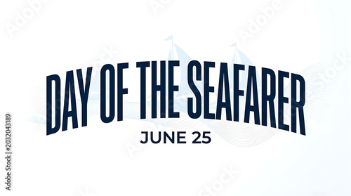 Clean maritime vector design for Day of the Seafarer with an anchor icon and soft blue ocean wave illustrations.