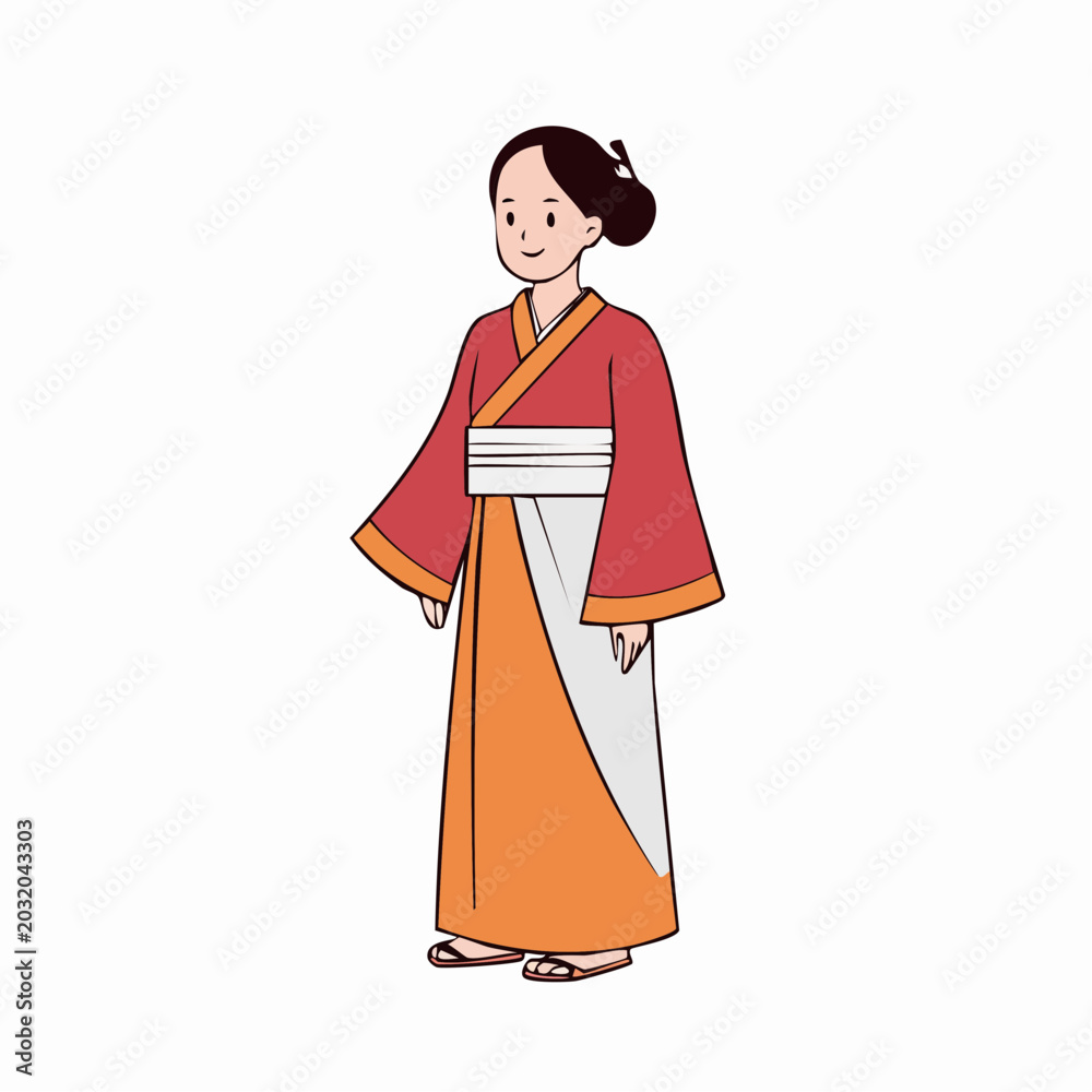 Fototapeta premium Illustration of a Woman in Traditional Chinese Hanfu