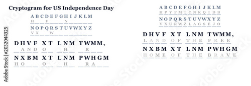 Fotografía Cryptogram puzzle for US Independence Day celebration concept