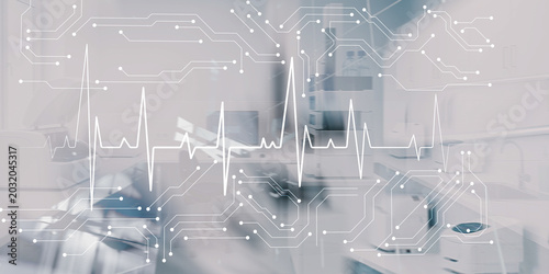 Принти на полотні Medical Heart Rate Monitoring with Digital Health Technology