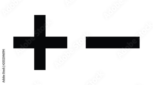 Obraz na plátně Plus and minus signs black silhouettes on white background