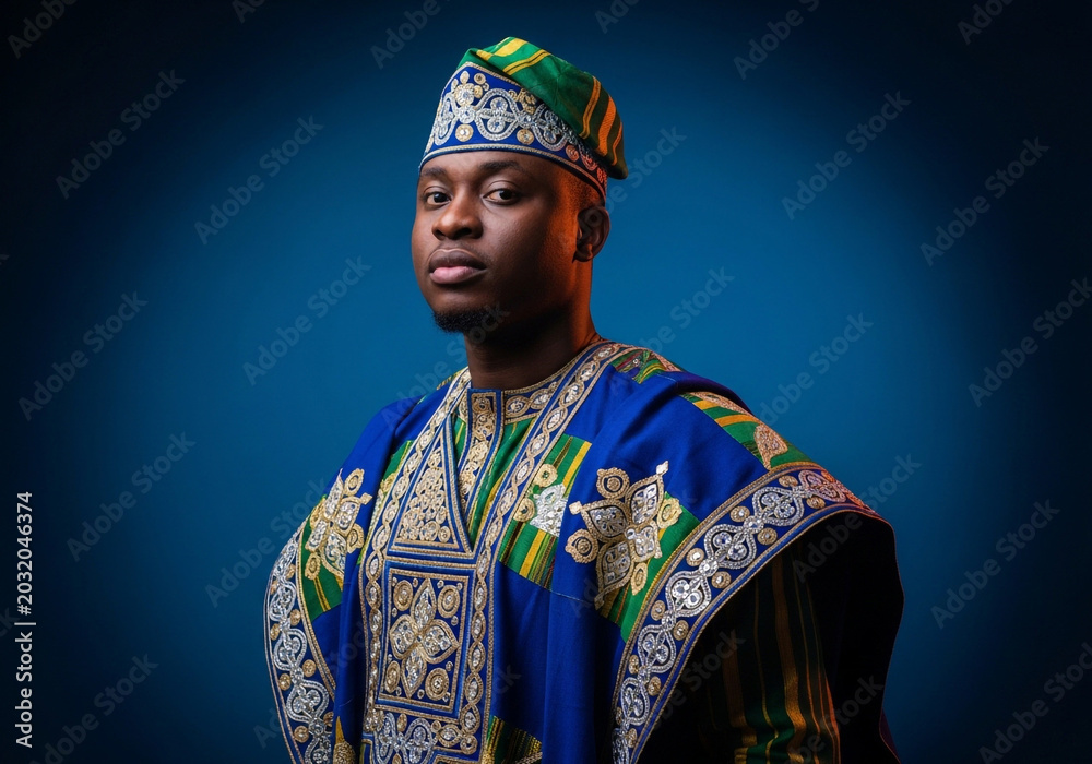 Obraz premium African man in traditional attire, cultural clothing