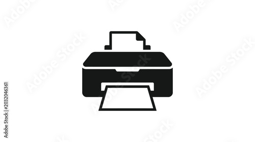 Foto Printer Silhouette On White Background Minimalist Graphic Design
