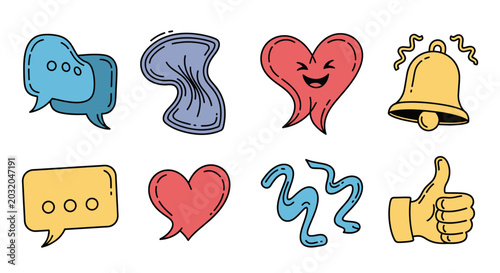 Quadro em tela Colorful chat and emoji icons set.