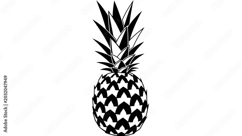 Obraz premium Minimalist Black and White Pineapple Illustration