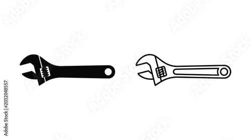Konstfotografi Adjustable wrench silhouettes on a white background