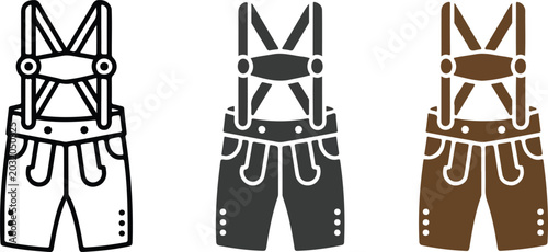 Canvastavla Lederhosen vector illustration showing traditional Bavarian costume concept for