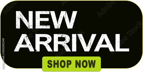 New Arrival Shop Now Black Promotional Button with Lime Green Accent