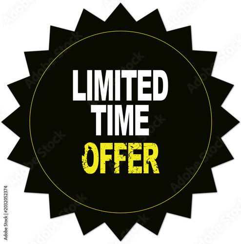Limited Time Offer Black Starburst Sale Badge with Yellow Text