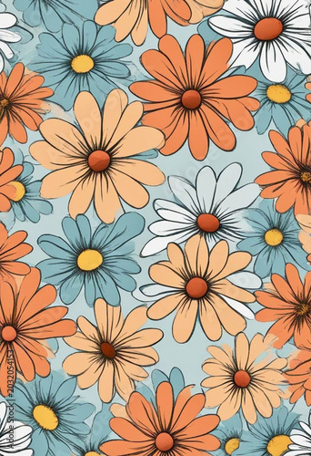 seamless African daisy floral pattern
