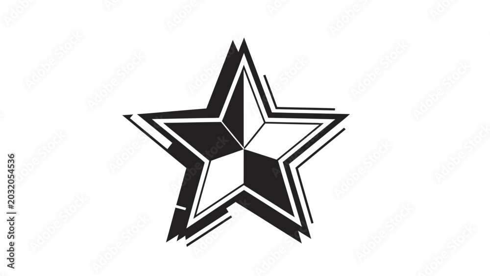 Obraz premium Graphic Star Icon With Alternating Black And White Segments