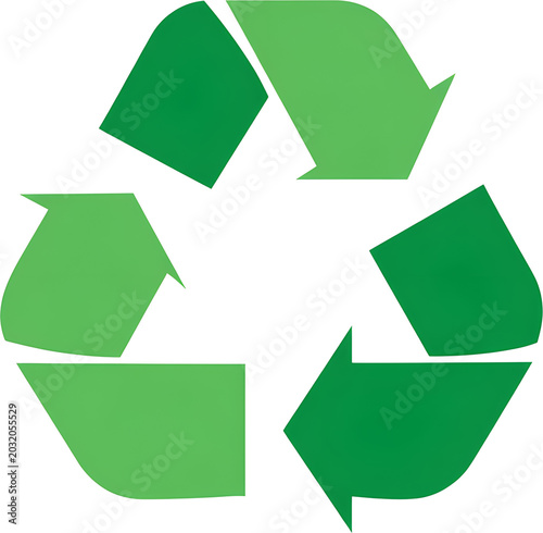 Green recycle arrows icon for sustainability circular economy, isolated graphic