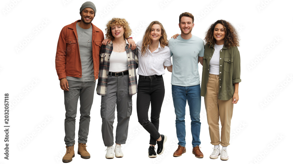 Obraz premium Diverse group of friends walking together