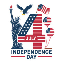 Happy 4th of july independence day collage with fourth of july statue of liberty american flag