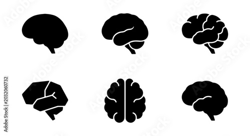 Foto Brain Icons Set, Medical Anatomy Vector Graphics, Neural Network Concepts