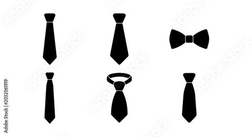 Tableau sur toile Black Tie Icons, Bowtie Vector Set, Formal Neckwear Collection, Business Accesso