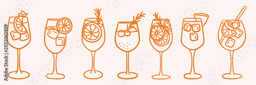 Konstfotografi Aperol spritz doodle set