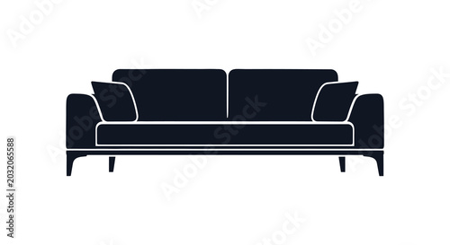 Canvastavla Sofa Silhouette Against White Background Modern Furniture Design