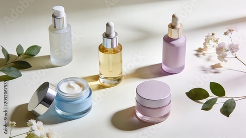 Skincare Beauty Products with Natural Shadows