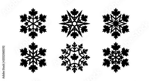 Canvastavla Maple Leaf Snowflake Vector Set, Six Unique Winter Holiday Canadian Themed Desig