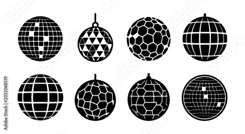 Fotografía Disco ball vector icons, shiny party mirror balls, dance club light elements, ce