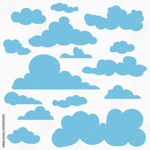 Blue Sky Cloud Shapes Collection - Flat Design Set