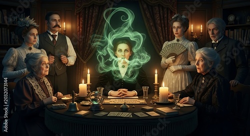 Seance Victorian-era group gathers for supernatural spiritualist mediumship