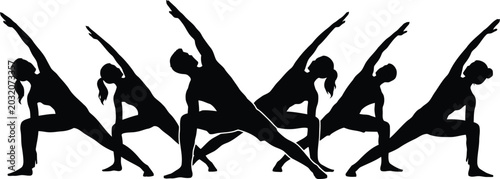 People practicing yoga poses sequence