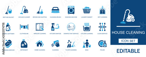 Fotografía House cleaning and home services icon set