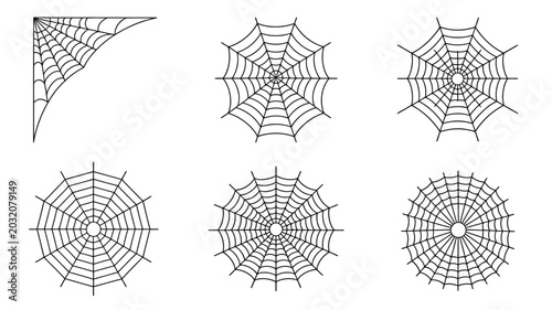 Bild auf Leinwand Spiderwebs Collection Black And White Vector Illustration On White Background sp