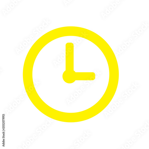 Fényképezés Clock icon presented in a vibrant yellow hue acts as a bold and distinct graphic marker for various digital applications