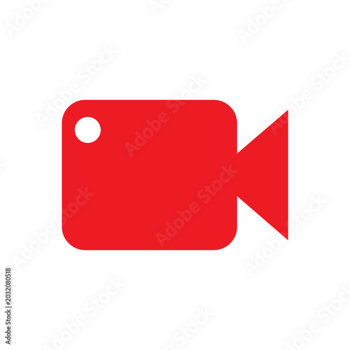 Tableau sur toile Video camera icon presented in a solid red color signifies recording status or multimedia functionality within a digital application environment