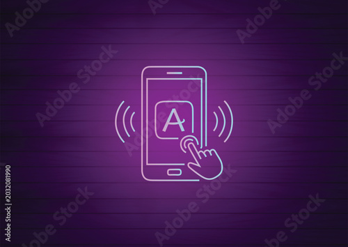 Mobile App Neon Icon Vector Illustration for Modern Smartphone Interface Design