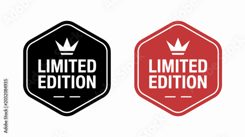 Hexagon Shaped Limited Edition Sign In Black And Red Vector Illustration hexagonal label badge graphic design background white text typography branding
