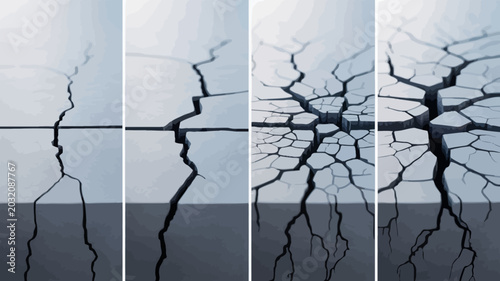 Tableau sur toile Cracked surface sequence a photographic study of fracturing and disintegration f