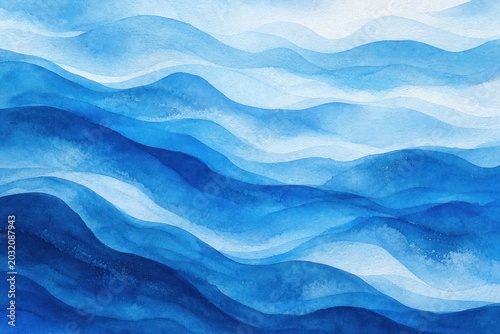 Watercolor ocean waves background, blue sea water ripples, abstract hand painted aquatic texture, artistic nautical wash for summer branding isolated PNG with Transparent Background