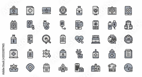 Canvastavla Collection of various business icons.