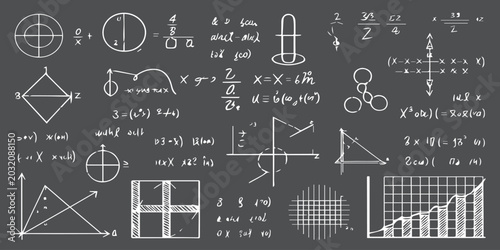 Foto math formulas on chalkboard seamless blackboard math education science illustrat
