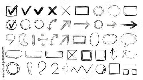 Foto Hand drawn doodles and sketches on a white background doodle sketch hand drawn l