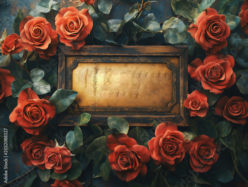 Wooden plaque engraved with Emancipation Day June 19 1865 surrounded by red roses