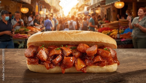 Common Portuguese pork sandwich known as bifana.
